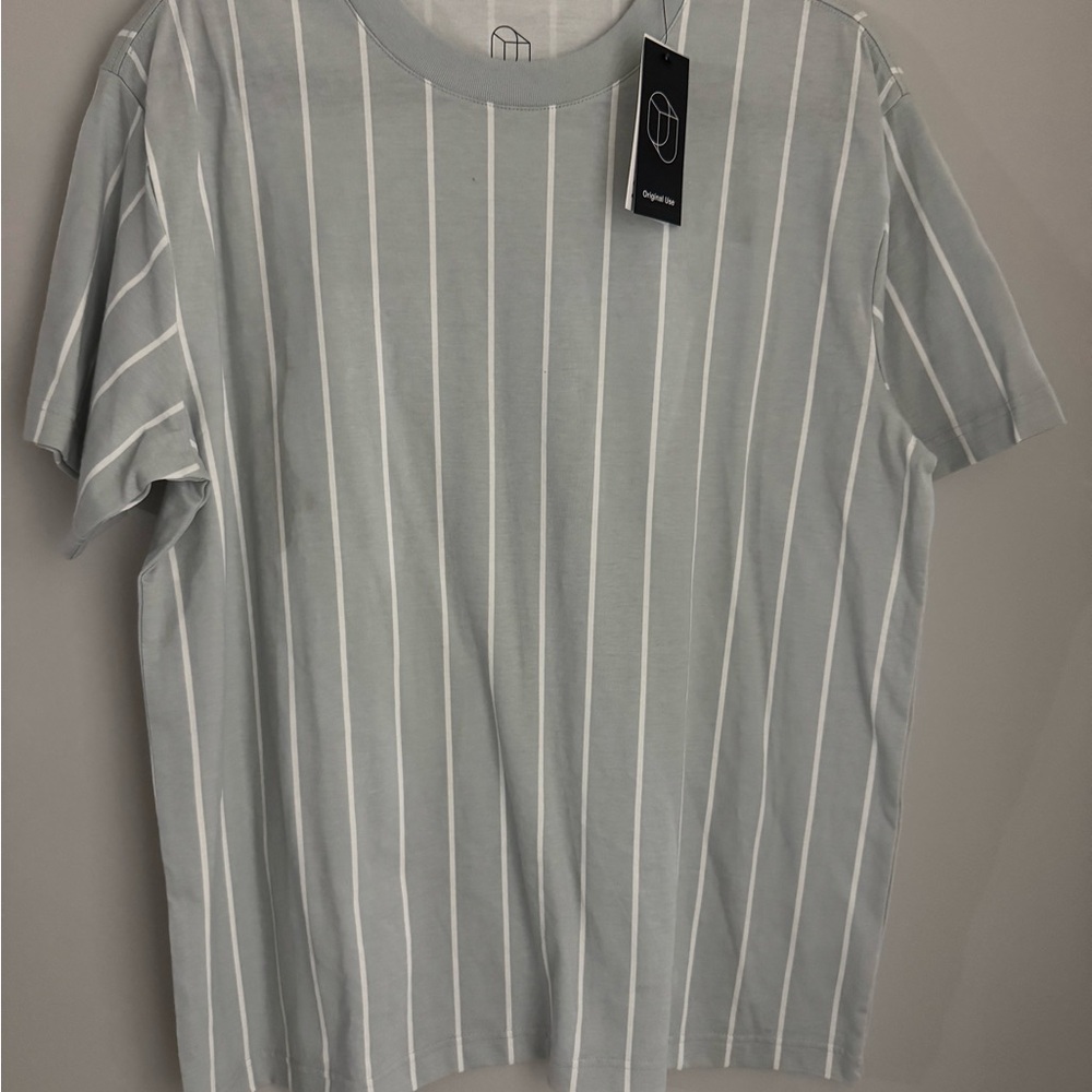 Light Gray Striped Short Sleeve Tee